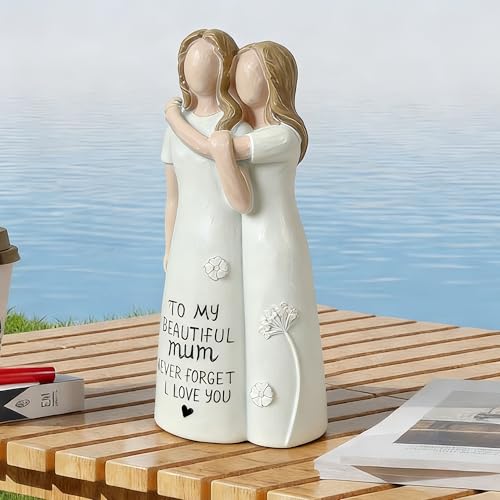 Figura decorativa madre e hija en resina miniatura 4