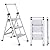 Xinsunho Retractable Handgrip 3 Step Ladder Safety Wide Pedal Step Stool Aluminum 300lbs Capacity Slim Design Ladder