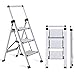 Escalera De Piscina Escalera De Tijera Taburete De 3 Escalones, Escaleras De Aluminio con Empuñadura Retráctil 3 Peldaños, Escalones Plegables Antideslizante Capacidad De 330 Libras Escalera