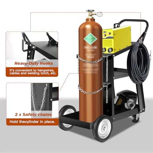Image of Welding Cart Heavy Duty with 360 Swivel Wheels, Original Design Rolling Welding Carts for MIG /TIG Welder and Plasma Cutter Upgraded, Tilt-Table Large Storage