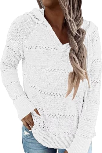 JOCAFIYE Damen Strickpullover Pullover Hohl Design Hoodie Lässiger...