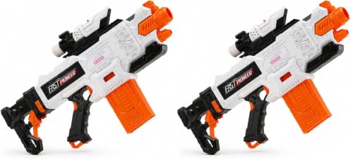 Image of Storio Rechargeable Alpha Striker Electric Motorized Toy Gun | Soft Dart Blaster with Type-C Charging | Rapid Fire Shooting Toy with 20 Foam Bullets | Gift Toy for Kids 8+, Teens & Adults (Pack of 2)