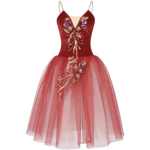 Robe longue de ballet broderie florale costume de danse classique spectacle - 2