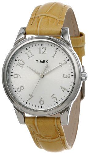 Timex Women's T2P1282M Beige Croco Patterned Leather Strap Watch