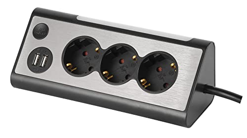 Regleta de mesa NV70-3L enchufe multiple con 3 tomas angulares y 2 USB