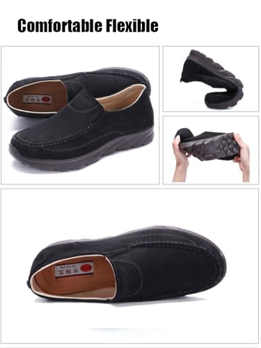 Men's Canvas Platform Arch Support Walking Loafers Comfortable Slip-On Soft Soles Lightweight Breathable Thick Cushion Casual Orthotic Hiking Sneakers for Standing All Day2