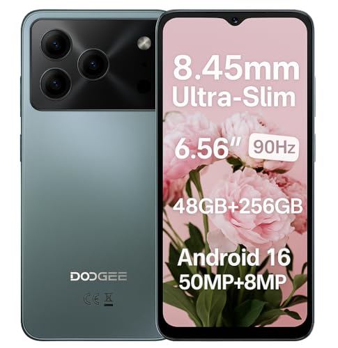 DOOGEE Note 56 Plus Android 16 Teléfono Móvil, Diseño Elegante&Sutil, 48GB+256GB, 6.56 90Hz Pantalla, Octa Core 4G Smartphone, AI Cámara 50MP, Batería 6150mAh, Dual SIM, Widevine L1, NFC Verde