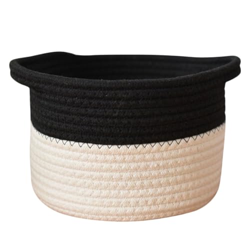 VILLFUL Cesta de Cuerda de Algodón Tejida a Mano para Almacenamiento de Cosméticos y Refrigerios, Organizador Multifuncional para Escritorio y Hogar, Cesta Pequeña Decorativa para Guardar