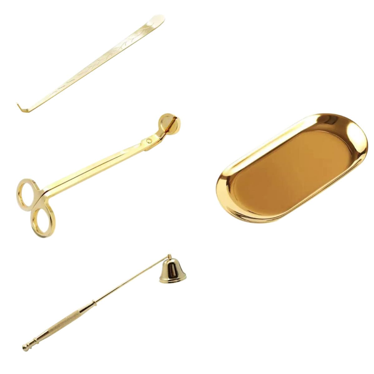 Accesorios para velas de acero inoxidable dorado juego de 4 piezas Luxshiny antióxido
