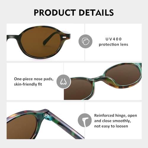 SCVGVER Retro Oval Sunglasses for Women, 90s Trendy Vintage Small Narrow Round Sunnies Shades4