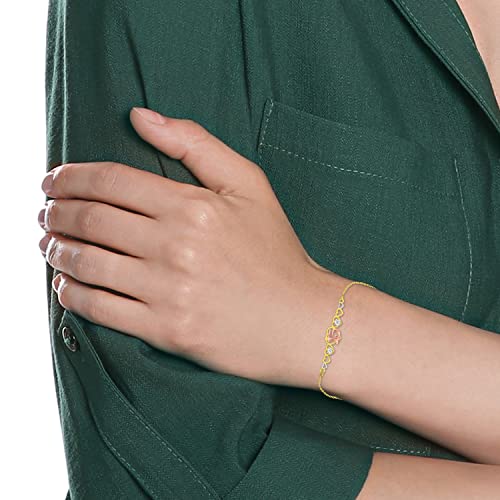 14K Tri Color Gold White Cubic Zirconia Sweet 15 A os Milgrain Quinceanera Hearts Cable Chain Bracelet - 7 with 1/2" Extender2