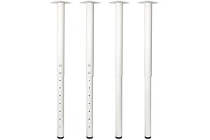 White Metal Table Legs with Adjustable Height