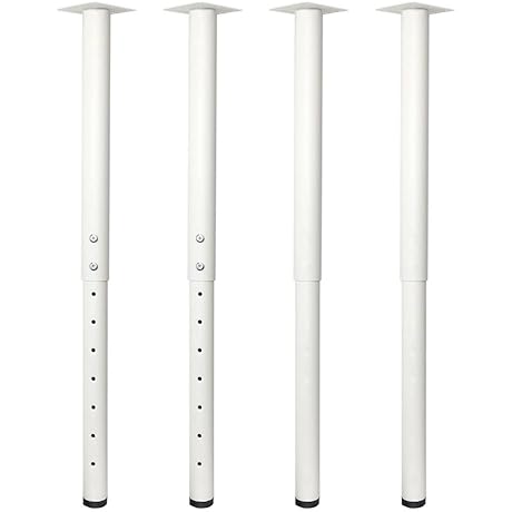 White Metal Table Legs with Adjustable Height