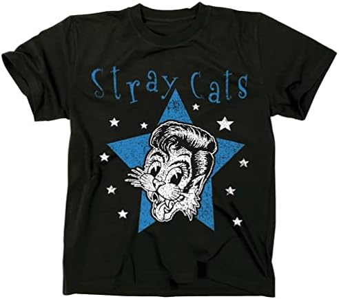 Clevie Stray Cats - Mens Star Cat T-Tshirts Camisetas y Tops(Larg...