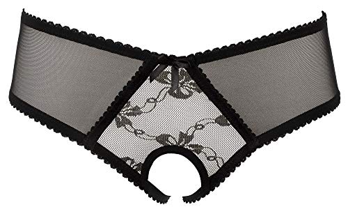Orion Ouvert-Slip - verführerische Panty für Frauen, mit Öffnung im Schritt, floralen Spitzen-Details, verzierter Bund, figurbetont, schwarz