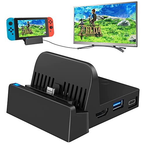Ponkor Switch TV Docking Station, Switch Dock Portable Mini, Adaptateur Commutateur Compact vers HDMI, Remplacement du Dock de Chargement pour Commutateur Switch