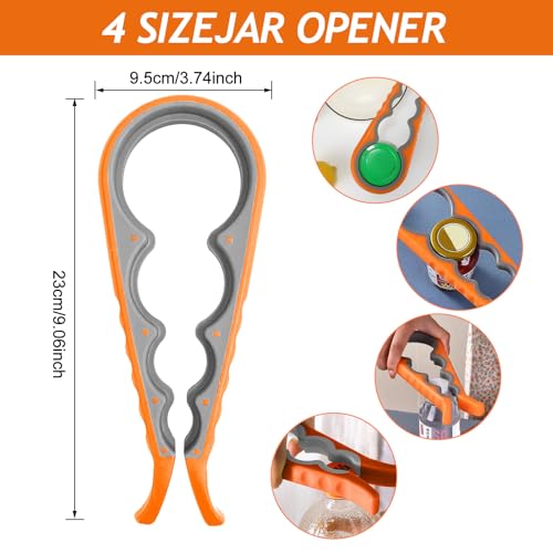 Image of 4 in 1 Jar Opener Multi-Function Bottle Opener Non Slip Remover Tool for Seniors with Arthritis and Anyone with Low Strength(Orange Grey)