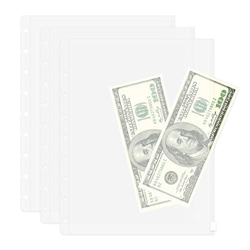 Discagenda Clear Zip Pocket Pouch Compatible with Classic HP (7x9.25in) Size, 3 Pack for Discbound Planner Personal Organizer