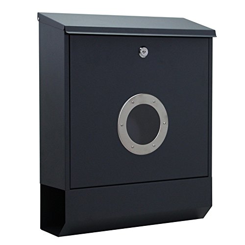 Preisvergleich Produktbild MCTECH Briefkasten Gebürstetes Edelstahl Postkasten Mailbox Zeitung Wandbriefkasten Post Briefkastenanlage Letterbox Anthrazit (F type, anthrazit)