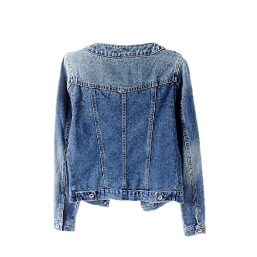 Denim Jackets Women Retro Collarless Long Sleeve Short Crop Jeans Coat3