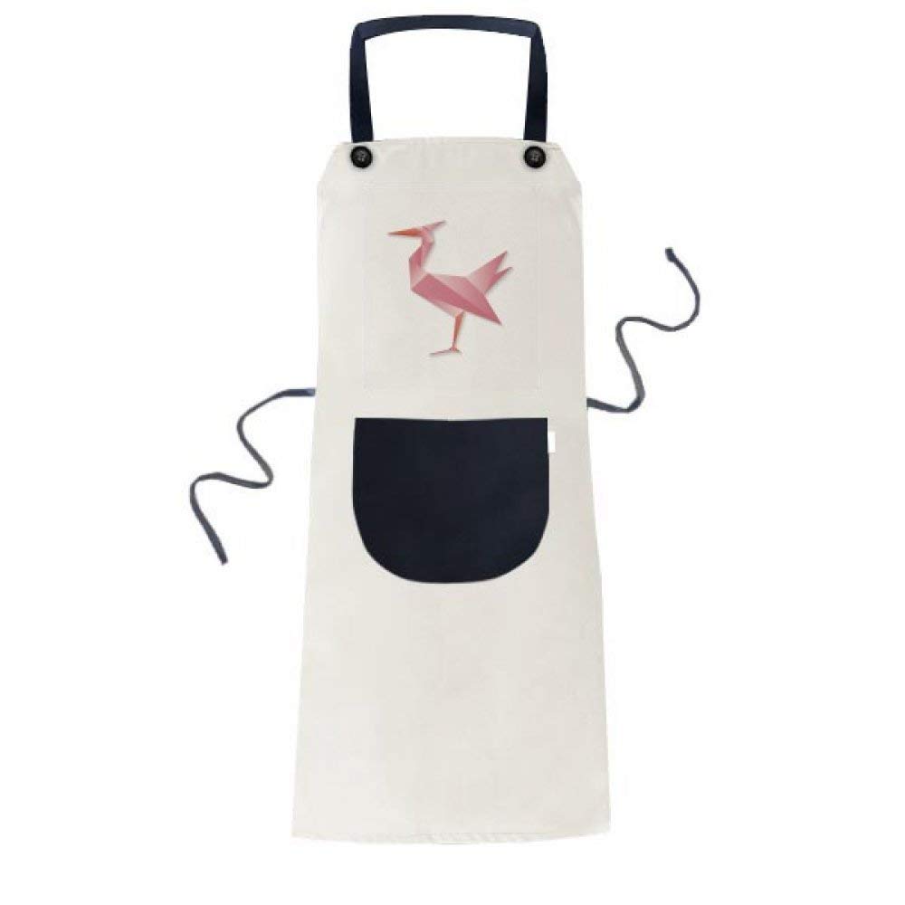 Tablier cuisine beige avec poche réglable motif flamant rose géométrique