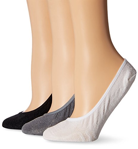 Sperry Top-Sider Women's 3 Pack Shiny Nylon Micro Liner Socks Sockshosiery, -Assorted White, 9-11