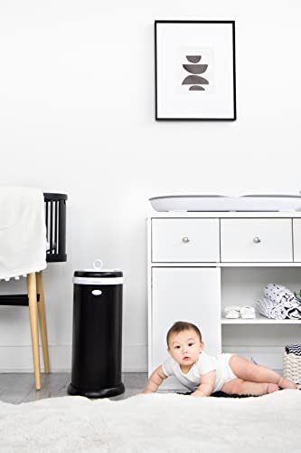 Image of Ubbi Steel Odor Locking Portable Diaper Disposal Bin, No Special Bag Required, Easy To Use, Modern Design, Diaper Pail, No Smell Nappy Bin, Child Proof Lock, Capacity of 55 Diapers, Matte Black