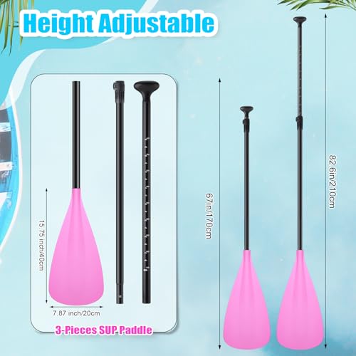 Image of Hollowfly 4 Set of 3 Pieces SUP Paddle Board Paddle Adjustable Paddleboard Lightweight Stand up Oar Aluminum Alloy Floating Replacement Oar Adjustable Aluminum Alloy Shaft for Surfing