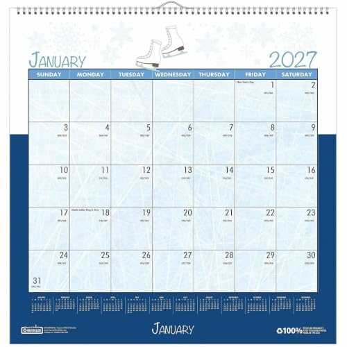 House of Doolittle 12 Month Seasonal Holiday Wall Calendar, January 2027 to December 2027, 12" x 12"