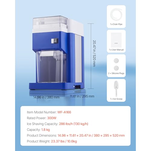 Image of VEVOR Commercial Ice Shaver Crusher, 265lbs Per Hour Electric Snow Cone Maker with 4.4lbs Ice Box, 650W Tabletop Shaved Ice Machine for Parties Events Snack Bar, Home and Commercial Use