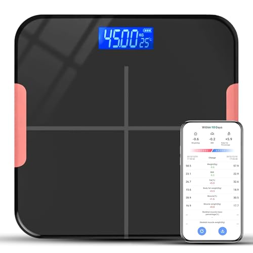 Image of Prime Pick Pro Digital Weight Machine Bathroom Weighing Scale with Large LCD Display USB Rechargeable Extra Thick Tempered Glass Anti Slip Base Black