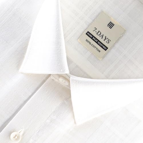 Image of 7-DAYS Men's Premium Formal Shirts - Regular Fit, Full Sleeve, 100% Pure Cotton, Self-Design, with Pocket - Stylish Office Shirts for Men