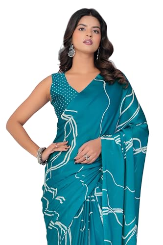 Image of MIRCHI FASHION Saree for Woman Chiffon Georgette Geometric Printed | Lightweight Farewell and Women's Office Sari with Blouse Piece