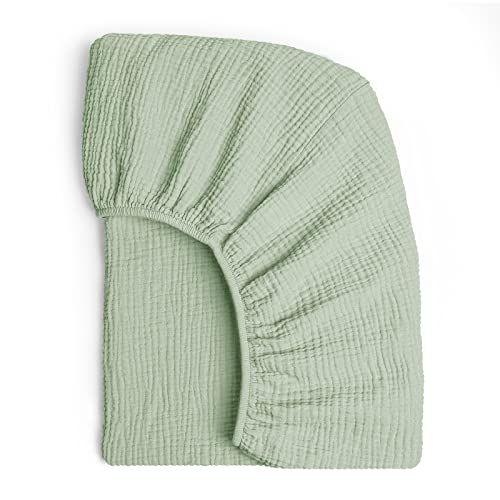 Image of Lulu Moon Muslin Crib Sheet Fitted Crib Mattress Sheet for Boys and Girls, 28"x 52" Sage