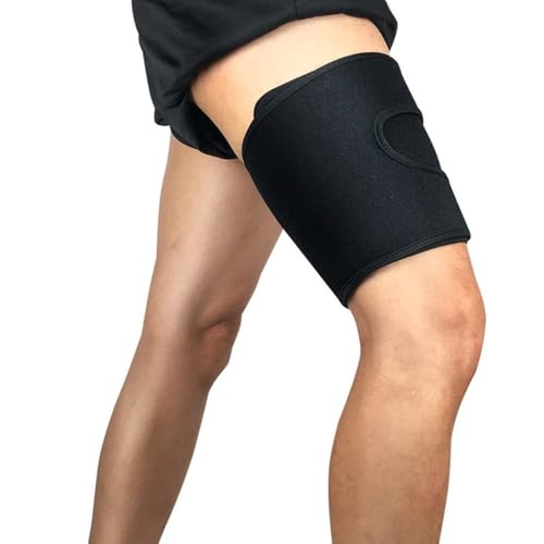 TTPSRY Musleras de Compresión Deportiva Ajustable y Transpirable Soporte para Muslos Musleras Elásticas para Calambres y Contracturas Musculares para Correr(Negro L)