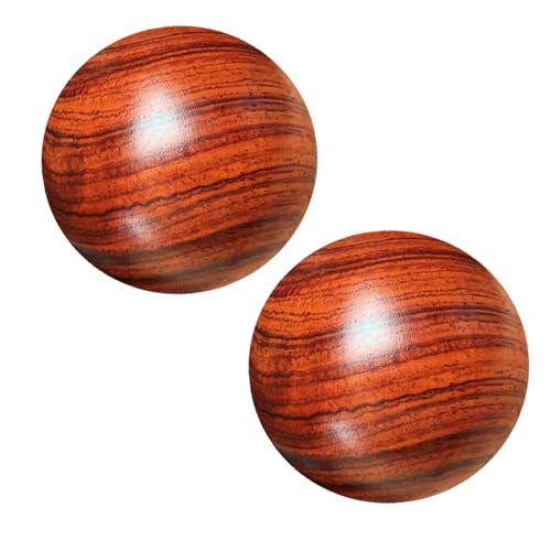 Toyvian Bolas de masaje de madera 2 piezas para terapia manual y entrenamiento de dedos, ideales para adultos mayores