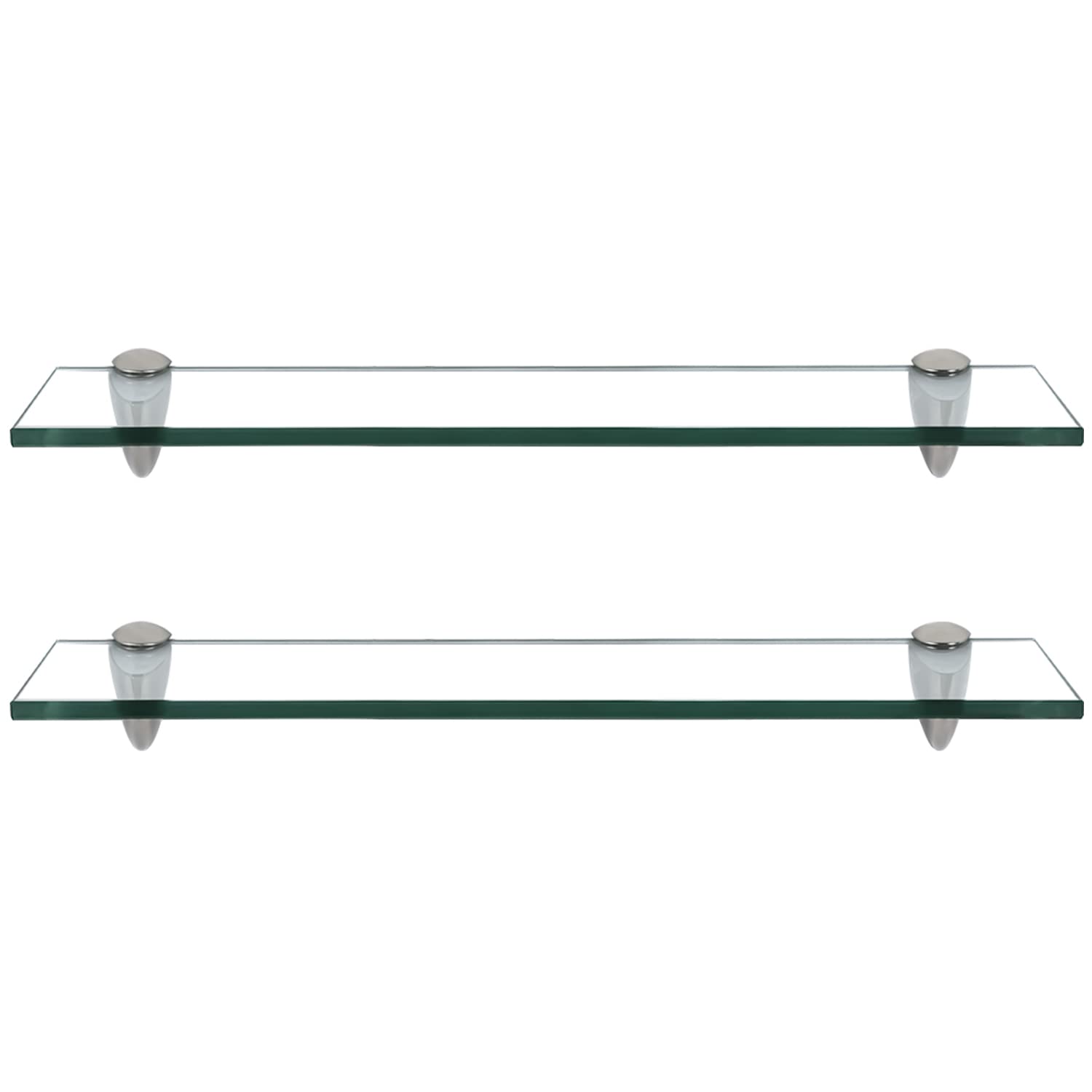 Randaco Lot de 2 étagères en Verre avec Support Mural, étagère Murale en Verre de sécurité ESG de 8 mm et Support, idéale comme étagère de Douche (20 x 10 x 0,8 cm)