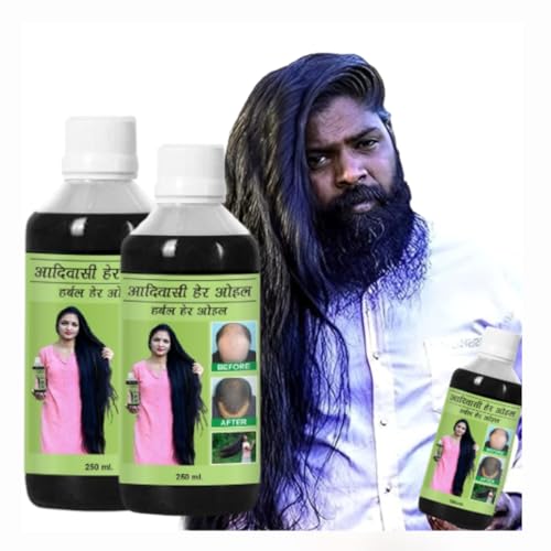 Image of Adivasi hair oil original 500 ml, Original Aadivashi Hair Growth Oil 250 ML Ayurvedic Adiwasi Herbal Kesh tel with Natural Rosemary essential & Biotin for Control Hairfall anti-dandruff Adiwasi Hair Oil Original Pack of 2