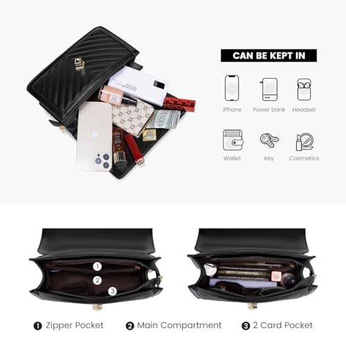 Image of LOVEVOOK Crossbody Bags for Women Leather Quilted Shoulder Bag with Chain Strap Trendy Clutch Satchel Ladies Evening Bag