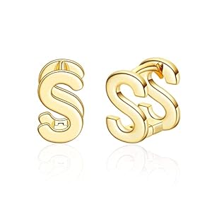 SANNYRA Initial Stud Earrings for Women, 14K Gold Plated Hypoallergenic Letter Earring, Trendy Jewelry Gifts for Her