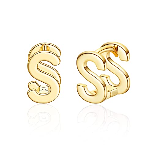 SANNYRA Initial Stud Earrings for Women, 14K Gold Plated Hypoallergenic Letter Earring, Trendy Jewelry Gifts for Her