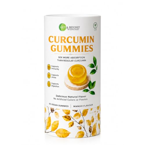 Image of Gut and Beyond Turmeric Curcumin Gummies 60 Count | 95% Curcuminoids for Maximum Bioavailability | Anti-Inflammatory Support | Joint, Liver, Skin and Brain Health | Mango Flavour