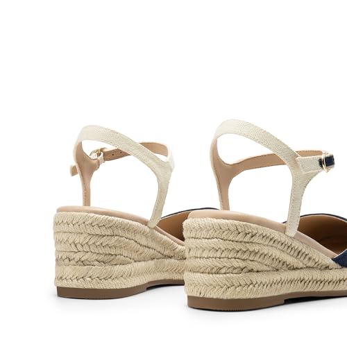 DREAM PAIRS DREAM PAIRS Women's Wedge Sandals, Closed Toe Espadrilles Platform Wedge Heels with Adjustable Ankle Straps and Comfortable Cushion Insoles, Size 10, Navy, DWUMWS2518