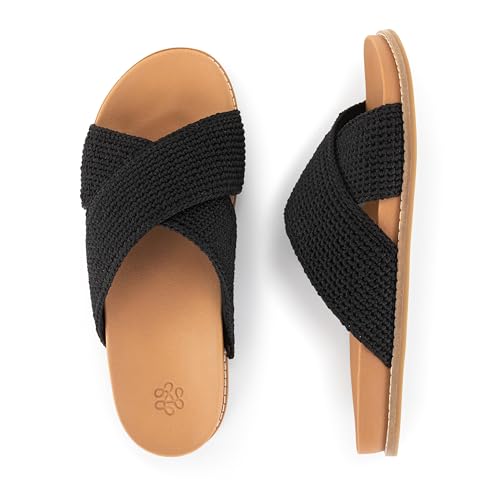 Image of The Sak Penelope Slide Sandal - Women's Flat Fashion Slides with Soft Cushion Sole -Hand Crochet Slip On Sandals For Everyday