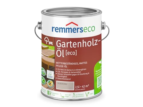 Remmers Gartenholz-Öl [eco] silbergrau, 2,5 Liter, Wetterbeständiges, mattes Öl, aussen und innen, optimal für Terassen & Gartenmöbel, rutschhemmend