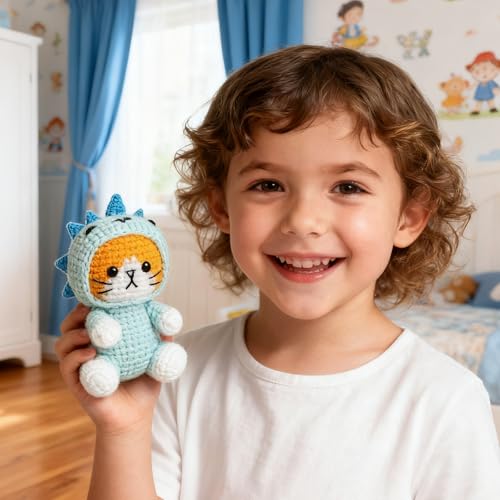 BRTNUP Häkelset für Anfänger, Häkeln für Anfänger mit Videokurs, Komplettes Häkel Set Inklusive Garn, Nadeln, Zubehör für Tiere Wie, Ideal für Erwachsene und Kinder Ab 16 Jahren (Katze) – Bild 4