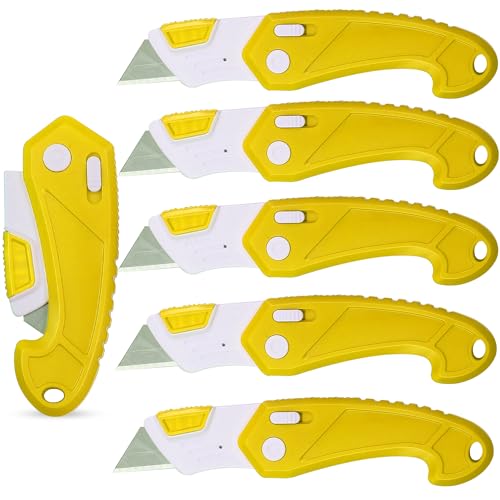 Image of Lightweight Strong ABS Plastic Folding Utility Box Cutter (Bright Yellow, 6)