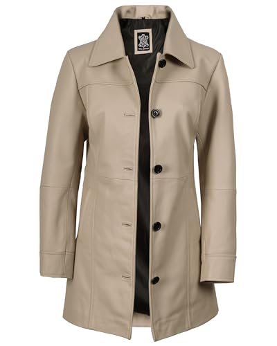 Image of Blingsoul Women's Lambskin Leather Car Coat - Vintage Real Long Leather Jacket for Women