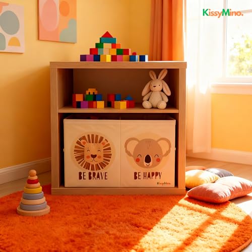 Miniatura 3 de Kissymino - Baúl Almacenaje Juguetes Infantil Con Tapa, Organizador Juguetes Infantil Plegable, Cesta Decorativa Dormitorio, Sala De Juegos Y Guardería, Juguetero Beige, Mediano