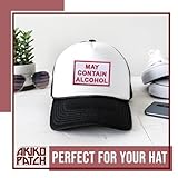 AKIKOPATCH May Contain Alcohol Iron On Patches, Size 3" Funny Sassy Sew Patches for Clothes Backpacks Hats Jeans Bags, Trendy Embroidered Patches, Red Iron On Fabric Patches DIY Gift for Adults